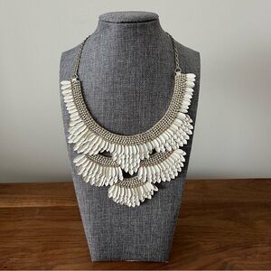 Layered Feather Bib Necklace in White attributed to Deepa Gurnani/Anthropologie